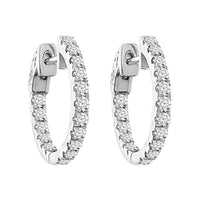 Thumbnail for LADIES HOOPS 1CT ROUND DIAMOND 10K WHITE GOLD