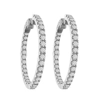 Thumbnail for LADIES HOOPS 3 CT ROUND DIAMOND 10K WHITE GOLD