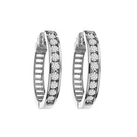 Thumbnail for LADIES HOOPS 1 CT ROUND DIAMOND 10K WHITE GOLD