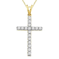 Thumbnail for LADIES CROSS PENDANT 1/2 CT ROUND DIAMOND 10K YELLOW GOLD (CHAIN NOT INCLUDED)