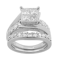 Thumbnail for LADIES BRIDAL RING SET 2 CT ROUND/PRINCESS DIAMOND 14K WHITE GOLD