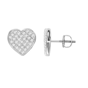 YUVA EARRINGS 1/4 CT ROUND DIAMOND 10K SILVER