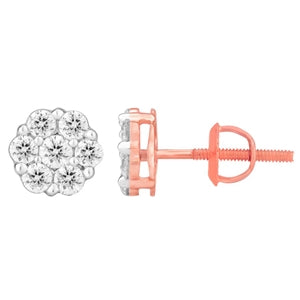 LADIES EARRINGS 1/2 CT ROUND DIAMOND 14K ROSE GOLD