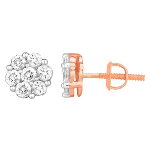 LADIES EARRING 3/4 CT ROUND DIAMOND 14K ROSE GOLD