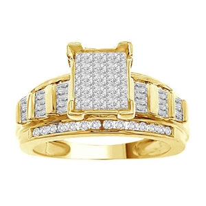 LADIES RING 1 CT ROUND/PRINCESS/BAGUETTE DIAMOND 10K YELLOW GOLD