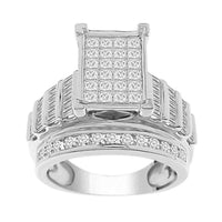 Thumbnail for LADIES RING 2 CT ROUND/BAGUETTE/PRINCESS DIAMOND 10K WHITE GOLD