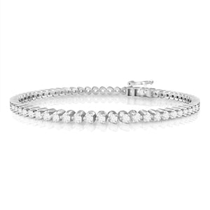 LADIES BRACELET 5 CT ROUND DIAMOND 10K WHITE GOLD