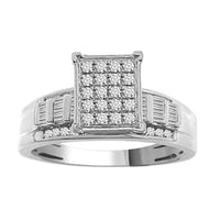 Thumbnail for LADIES RING 1/2 CT ROUND/BAGUETTE DIAMOND 10K WHITE GOLD