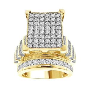 LADIES RING 3 CT ROUND/BAGUETTE DIAMOND 10K YELLOW GOLD