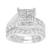 Thumbnail for LADIES BRIDAL RING SET 3 CT ROUND/PRINCESS DIAMOND 14K WHITE GOLD