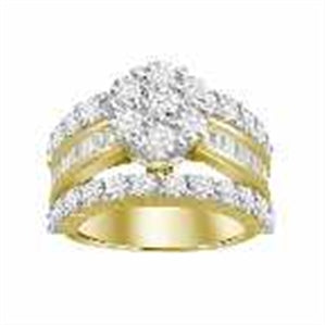 LADIES RING 4 CT ROUND/BAGUETTE DIAMOND 10K YELLOW GOLD