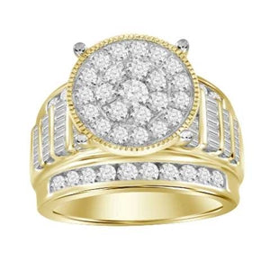 LADIES RING 2 CT ROUND/BAGUETTE DIAMOND 10K YELLOW GOLD