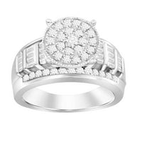 Thumbnail for LADIES RING 1/2 CT ROUND/BAGUETTE DIAMOND 10K WHITE GOLD