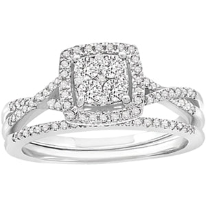 LADIES BRIDAL RING  SET 1/2 CT ROUND DIAMOND 10K WHITE GOLD