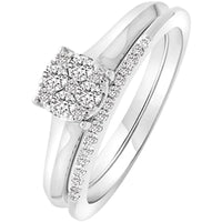 Thumbnail for LADIES BRIDAL RING SET 1/3 CT ROUND DIAMOND 10K WHITE GOLD