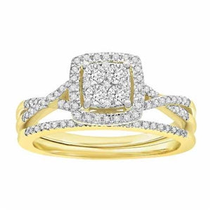 LADIES BRIDAL RING  SET 1/2 CT ROUND DIAMOND 10K YELLOW GOLD