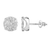 Thumbnail for MEN'S EARRINGS 1/2 CT ROUND DIAMOND 10K WHITE GOLD