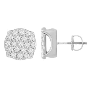 MEN'S EARRINGS 1/2 CT ROUND DIAMOND 10K WHITE GOLD