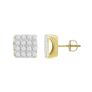 MEN'S EARRINGS 3/4 CT ROUND DIAMOND 10K YELLOW GOLD