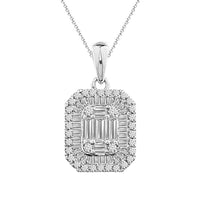 Thumbnail for LADIES PENDANT 1/2 CT ROUND/BAGUETTE DIAMOND 14K WHITE GOLD (CHAIN NOT INCLUDED)