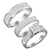 Thumbnail for LADIES TRIO SET 1 CT ROUND DIAMOND 10K WHITE GOLD