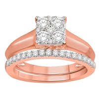 Thumbnail for LADIES BRIDAL RING SET 3/4 CT ROUND DIAMOND 14K ROSE  GOLD