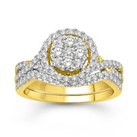 Thumbnail for LADIES BRIDAL RING SET 1 CT ROUND DIAMOND 14K YELLOW GOLD