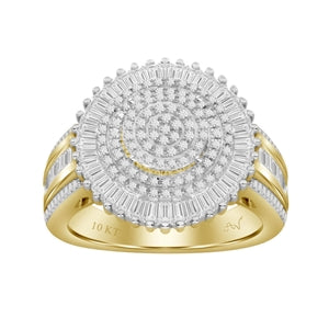 LADIES RING 1 CT ROUND/BAGUETTE DIAMOND 10K YELLOW GOLD