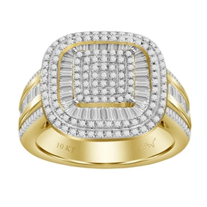 LADIES RING 1 CT ROUND/BAGUETTE DIAMOND 10K YELLOW GOLD