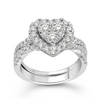 Thumbnail for LADIES BRIDAL RING SET 1 1/2 CT ROUND DIAMOND 14K WHITE GOLD