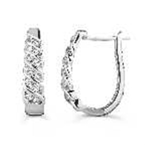 LADIES HOOPS 1/2CT ROUND DIAMOND 10K WHITE GOLD