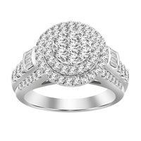 Thumbnail for LADIES RING 1 1/2 CT ROUND /BAGUETTE DIAMOND 10K WHITE GOLD