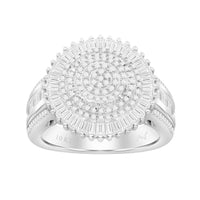 Thumbnail for LADIES RING 1 CT ROUND/BAGUETTE DIAMOND 10K WHITE GOLD