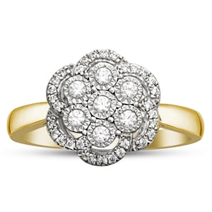 LADIES RING 1/4 CT ROUND DIAMOND 10K YELLOW GOLD
