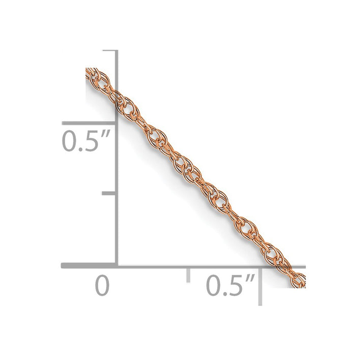 14k Rose Gold 1.15mm Carded Cable Rope Chain