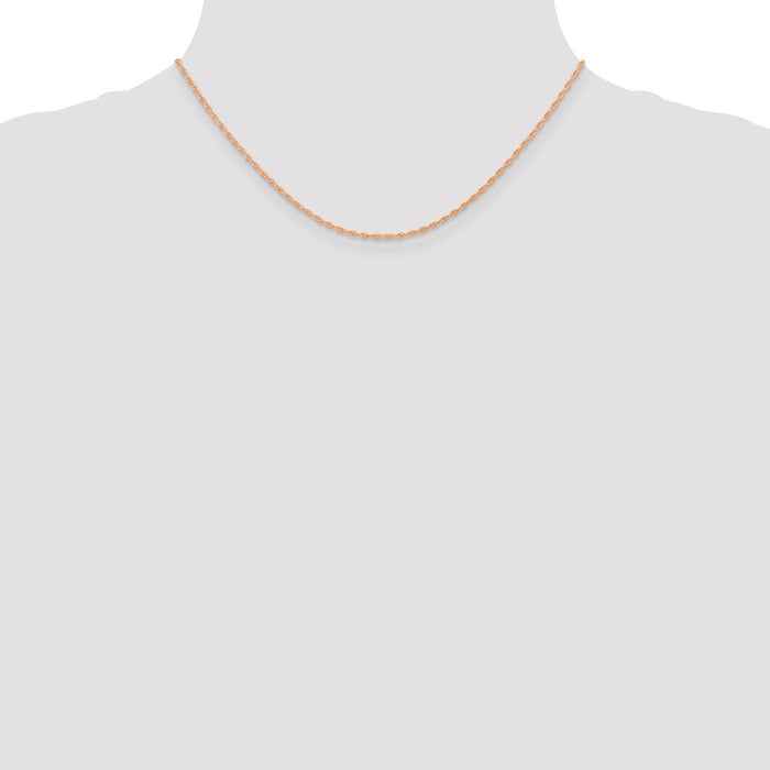 14k Rose Gold 1.15mm Carded Cable Rope Chain