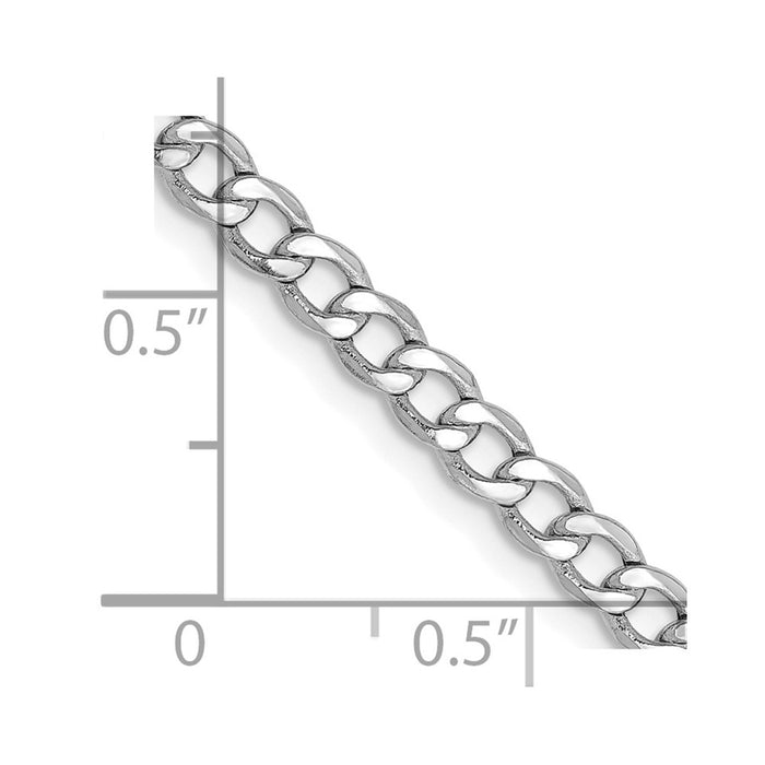 14k WG 3.35mm Semi-Solid Curb Chain