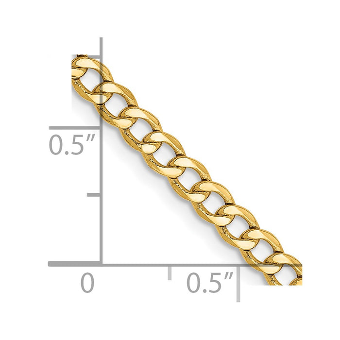14k 3.35mm Semi-Solid Curb Chain
