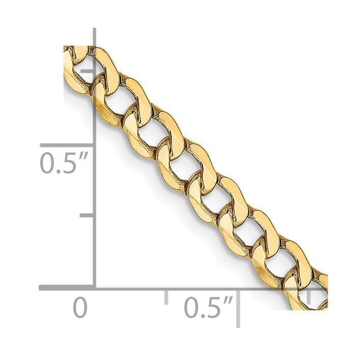 14k 4.3mm Semi-Solid Curb Chain