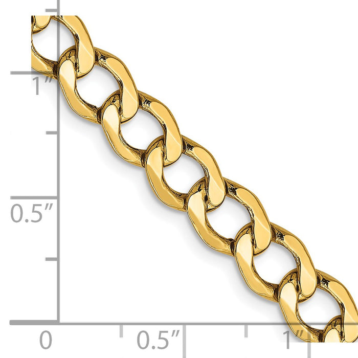 14k 6.5mm Semi-Solid Curb Chain