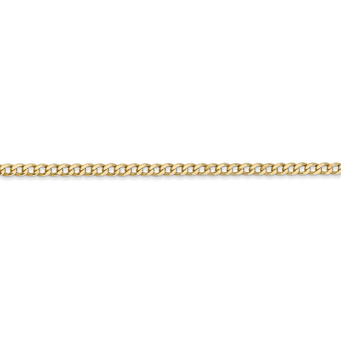 14k 2.5mm Semi-Solid Curb Chain