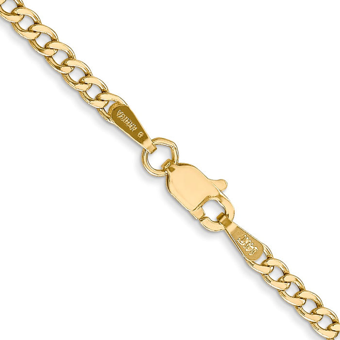 14k 2.5mm Semi-Solid Curb Chain