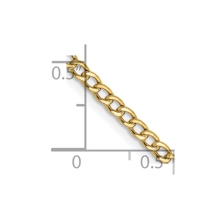 14k 2.5mm Semi-Solid Curb Chain