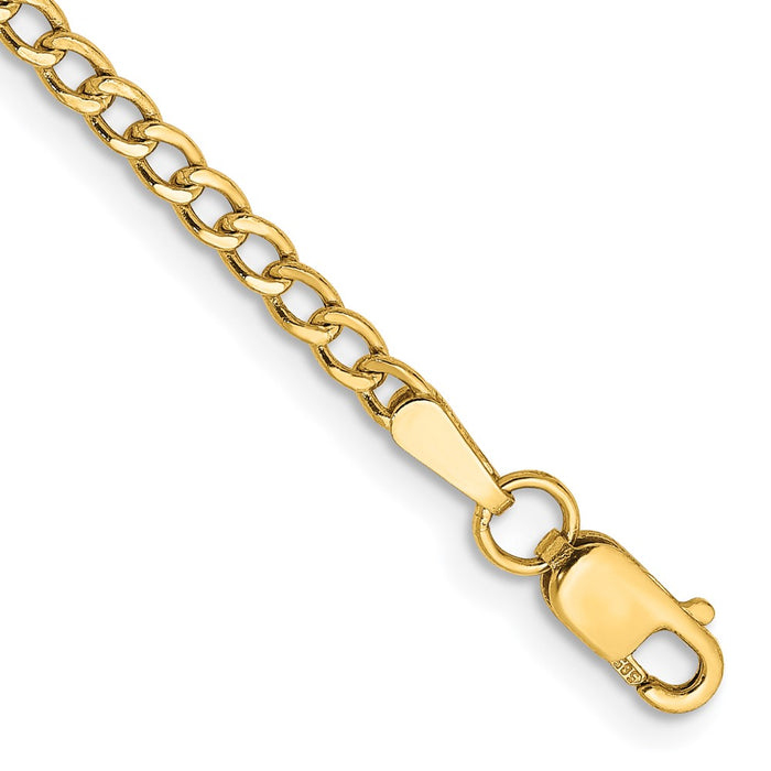 14k 2.5mm Semi-Solid Curb Chain