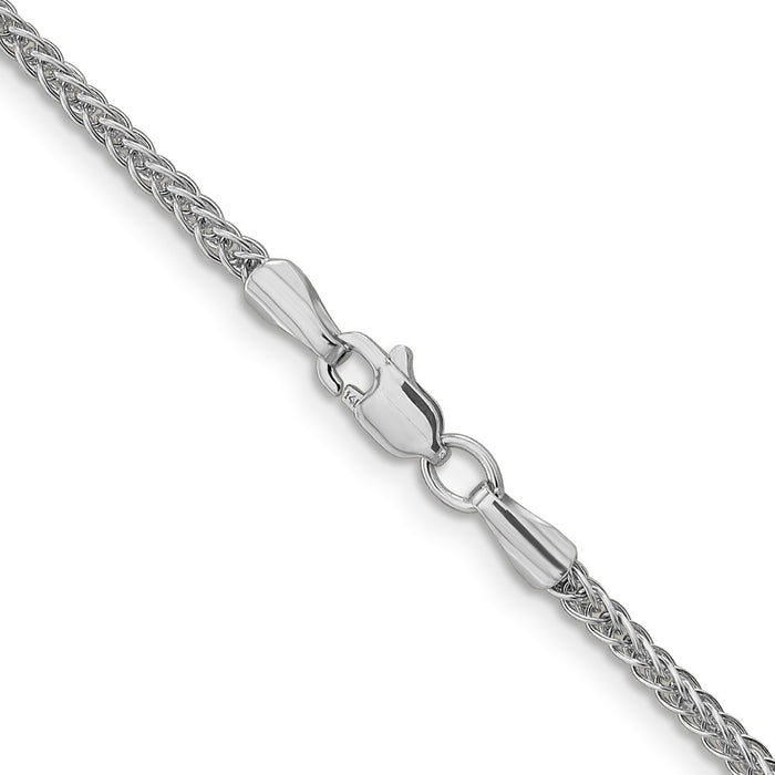 14k WG 2mm Semi-solid 3-Wire Wheat Chain