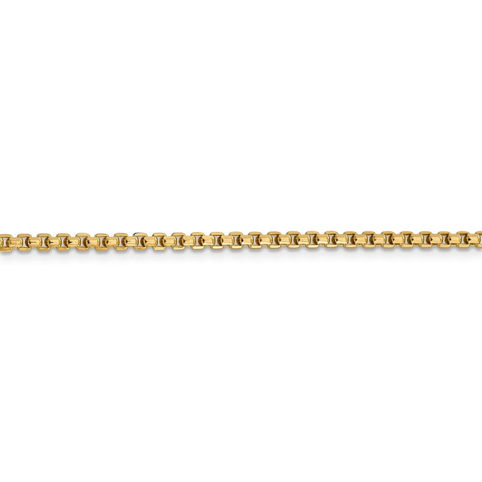 14k 2.45mm Semi-Solid Round Box Chain