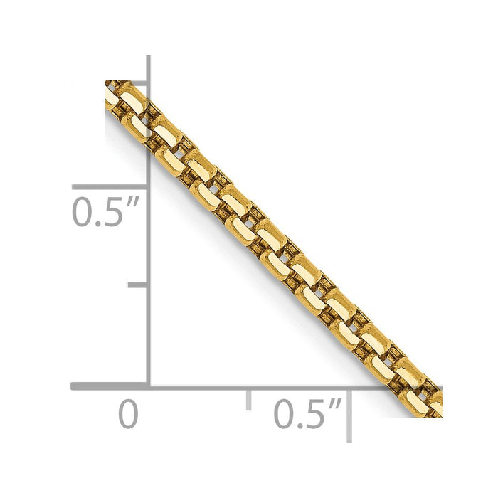 14k 2.45mm Semi-Solid Round Box Chain