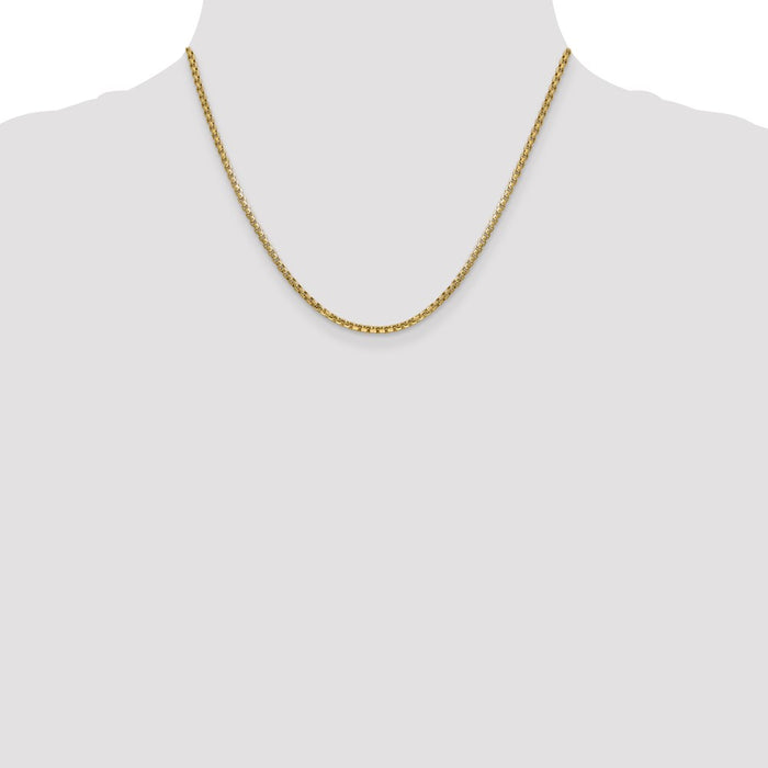 14k 2.45mm Semi-Solid Round Box Chain