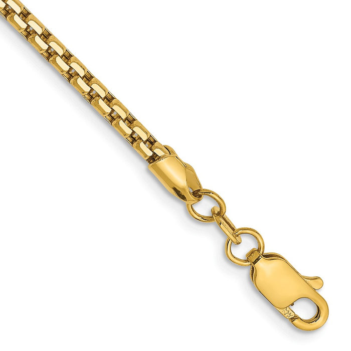 14k 2.45mm Semi-Solid Round Box Chain