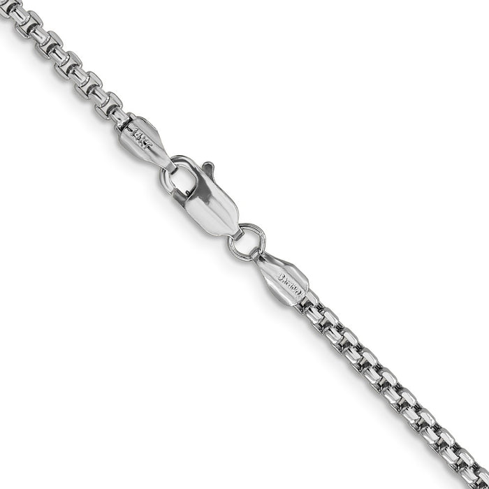 14k WG 2.45mm Semi-Solid Round Box Chain